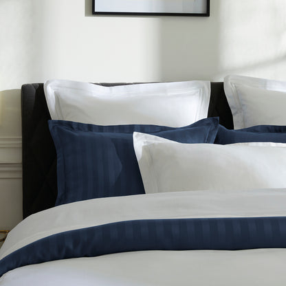 Duvet cover + pillowcase(s) cotton satin - Paris White