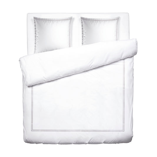 Duvet cover + pillowcase(s) cotton satin - Paris White / Silver