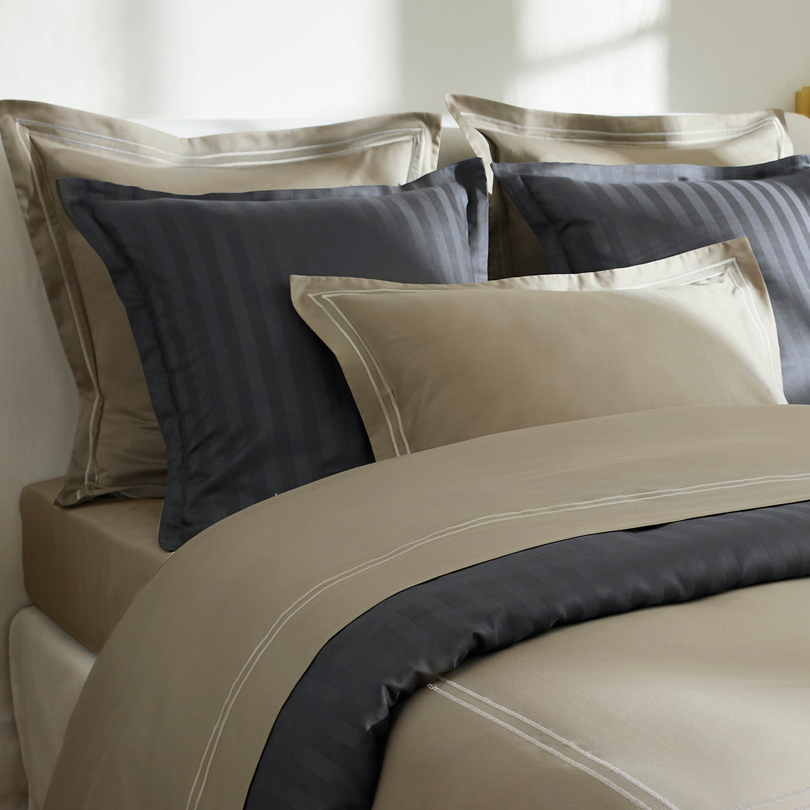 Duvet cover + pillowcase(s) cotton satin - Paris Taupe