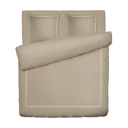 Duvet cover + pillowcase(s) cotton satin - Paris Taupe / White