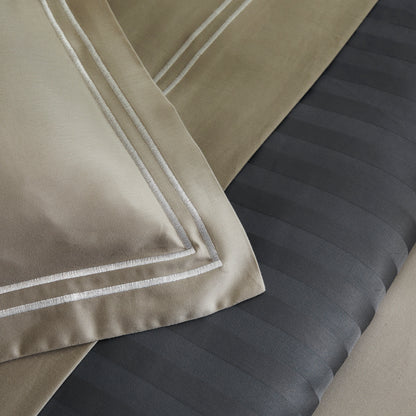 Pillowcase(s) cotton satin - Paris Taupe / White