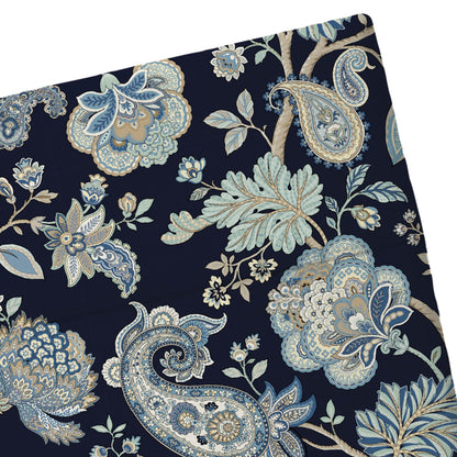Flat sheet cotton satin - Kashmir dark blue