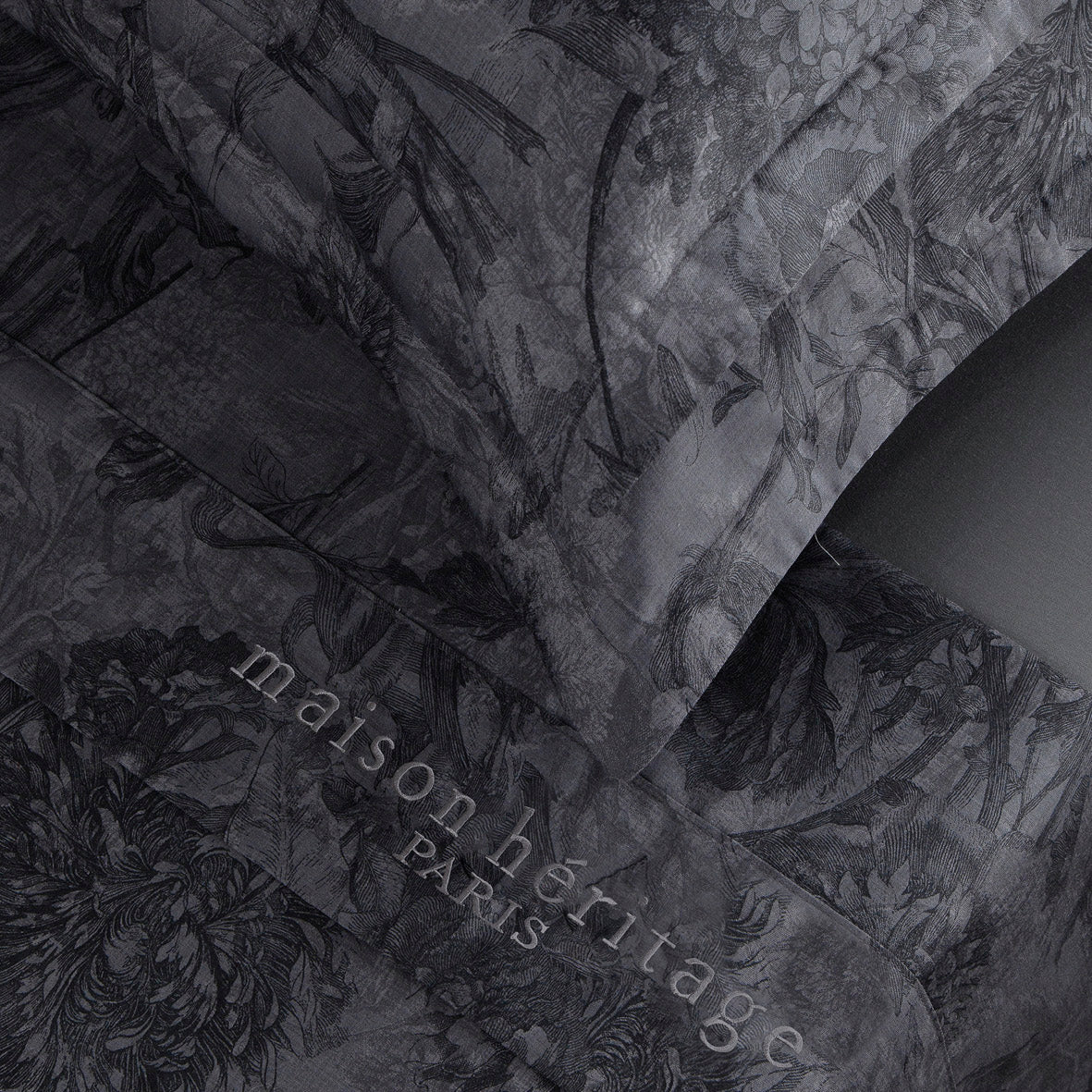 Sheet set cotton satin - Jardin Botanique Dark grey