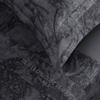 Sheet set cotton satin - Jardin Botanique Dark grey