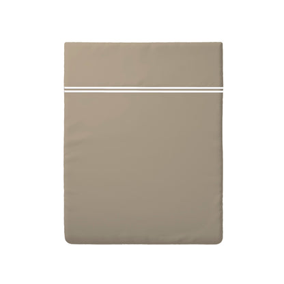 Flat sheet cotton satin - Paris White / Taupe