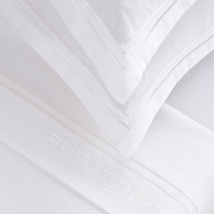 Ensemble de draps satin de coton - Paris Blanc / Blanc