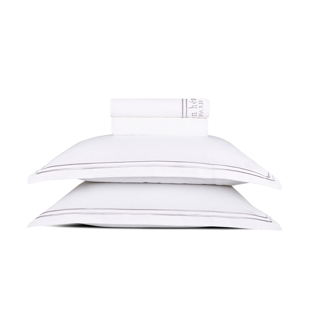 Ensemble de draps satin de coton - Paris Gris / Blanc