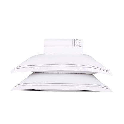 Ensemble de draps satin de coton - Paris Gris / Blanc
