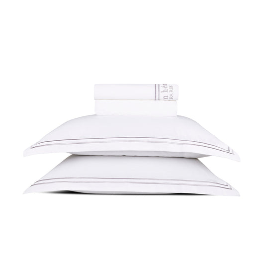 Ensemble de draps satin de coton - Paris Gris / Blanc