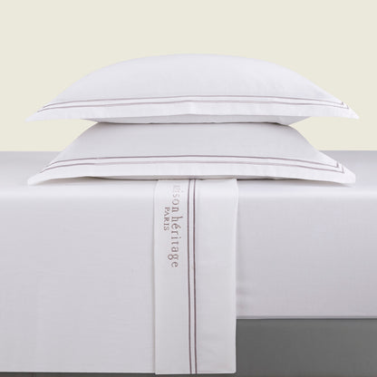 Ensemble de draps satin de coton - Paris Gris / Blanc