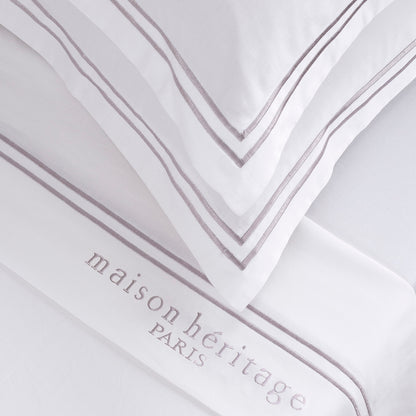 Ensemble de draps satin de coton - Paris Gris / Blanc