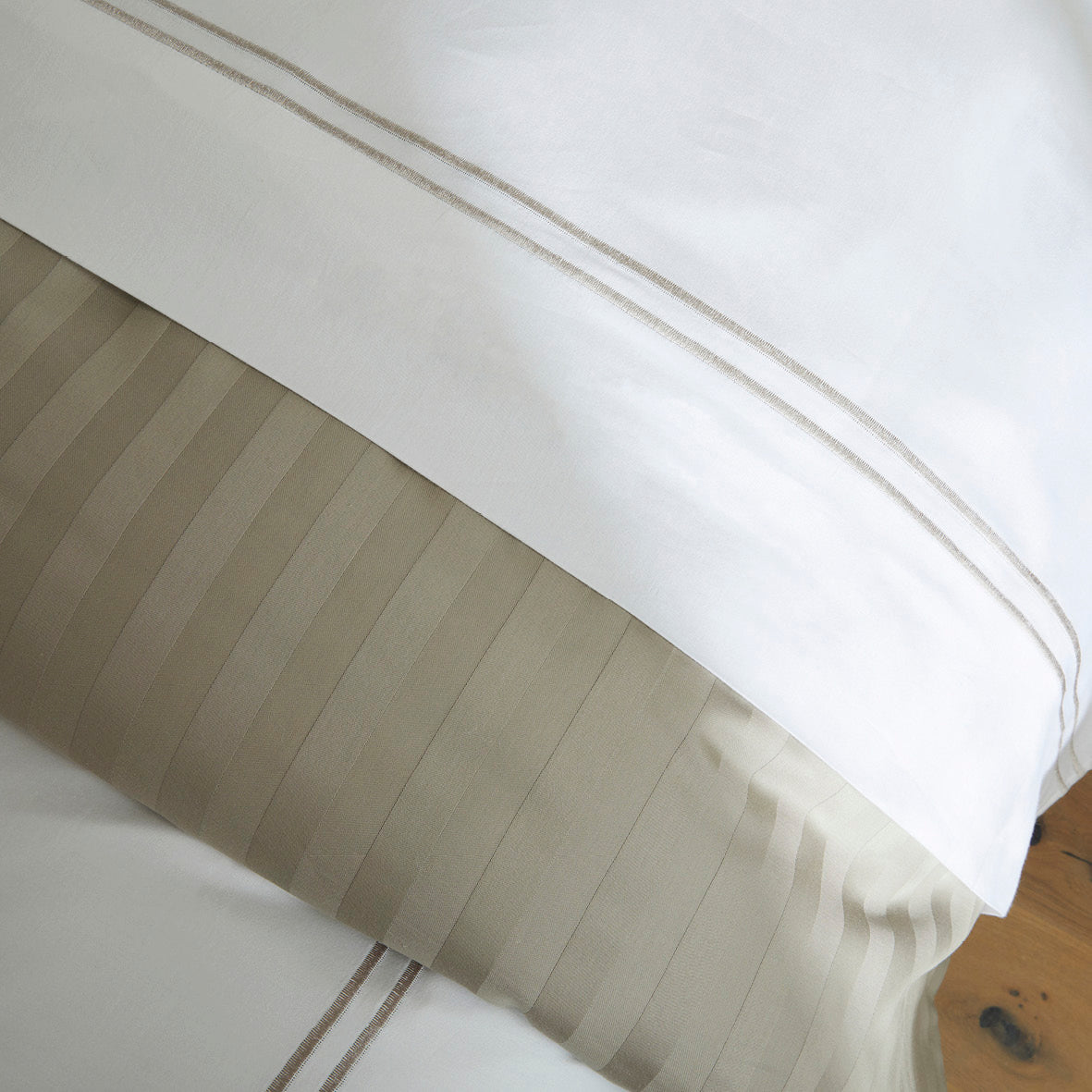 Flat sheet cotton satin - Paris Taupe / White