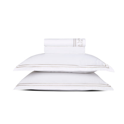 Sheet set cotton satin - Paris Taupe / White