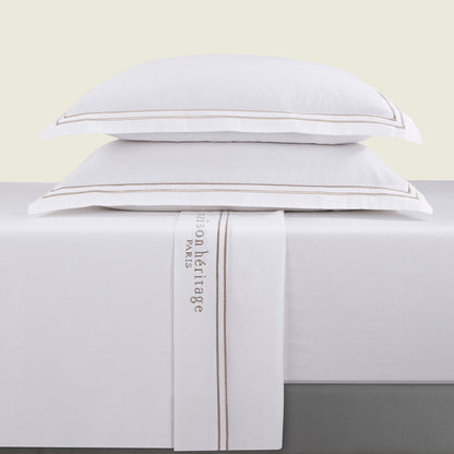Sheet set cotton satin - Paris Taupe / White