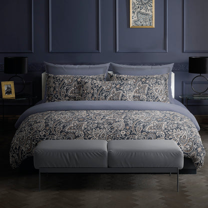 Flat sheet cotton satin - Indienne Grey / Taupe