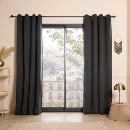 Dim-out eyelet curtain - Prague Dark grey