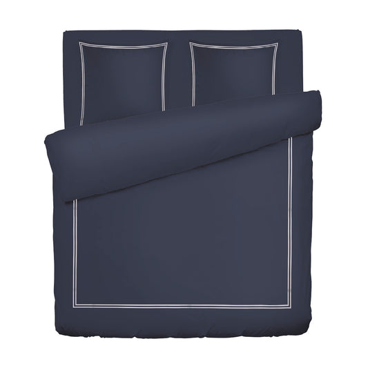 Duvet cover + pillowcase(s) cotton satin - Paris White / Dark blue