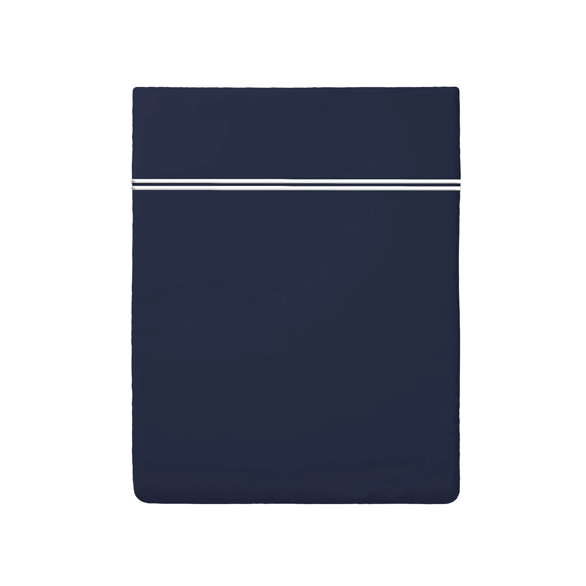 Flat sheet cotton satin - Paris White / Dark blue