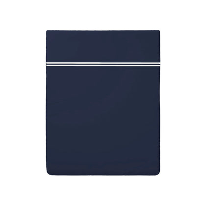 Flat sheet cotton satin - Paris White / Dark blue
