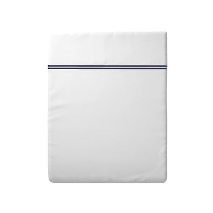Flat sheet cotton satin - Paris Dark blue / White