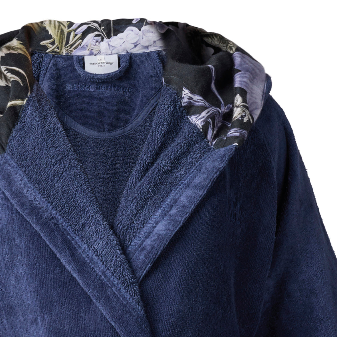 Peignoir avec capuche - Hortensia Bleu foncé