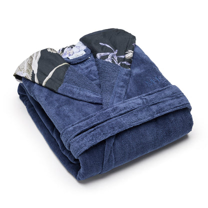 Peignoir avec capuche - Hortensia Bleu foncé