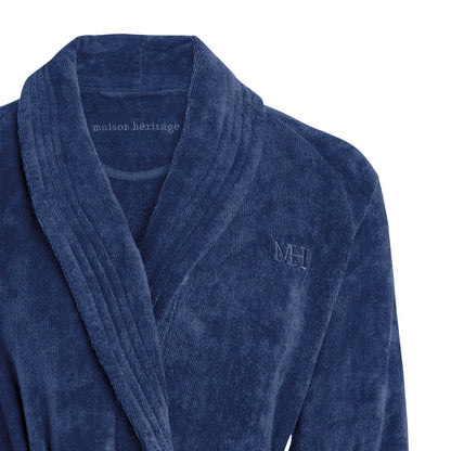 Bathrobe with shawl collar - Navy blue