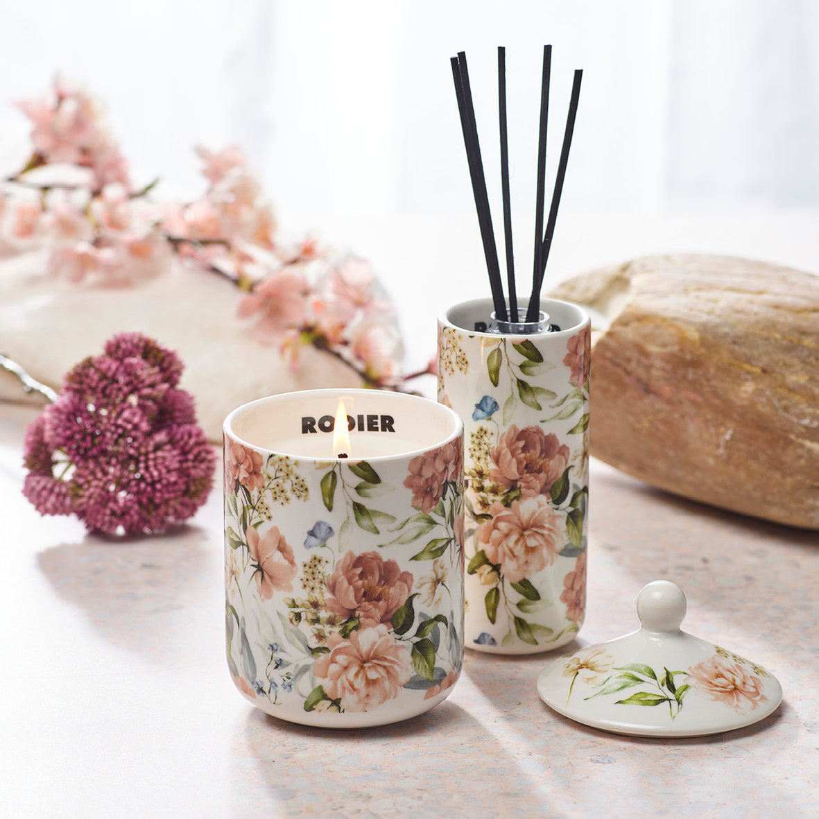 Fragrance sticks in porcelain holder Dutch flowers White - Jasmin & Ylang - 100 ml