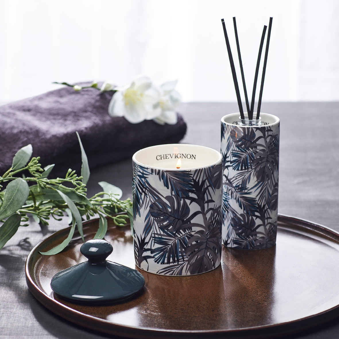 Fragrance sticks in porcelain holder Jungle - Blue - Jasmin & Ylang - 100 ml