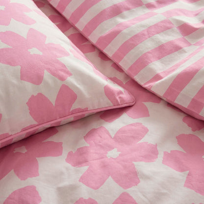 Duvet cover + pillowcase cotton satin - Pervenche - Pink