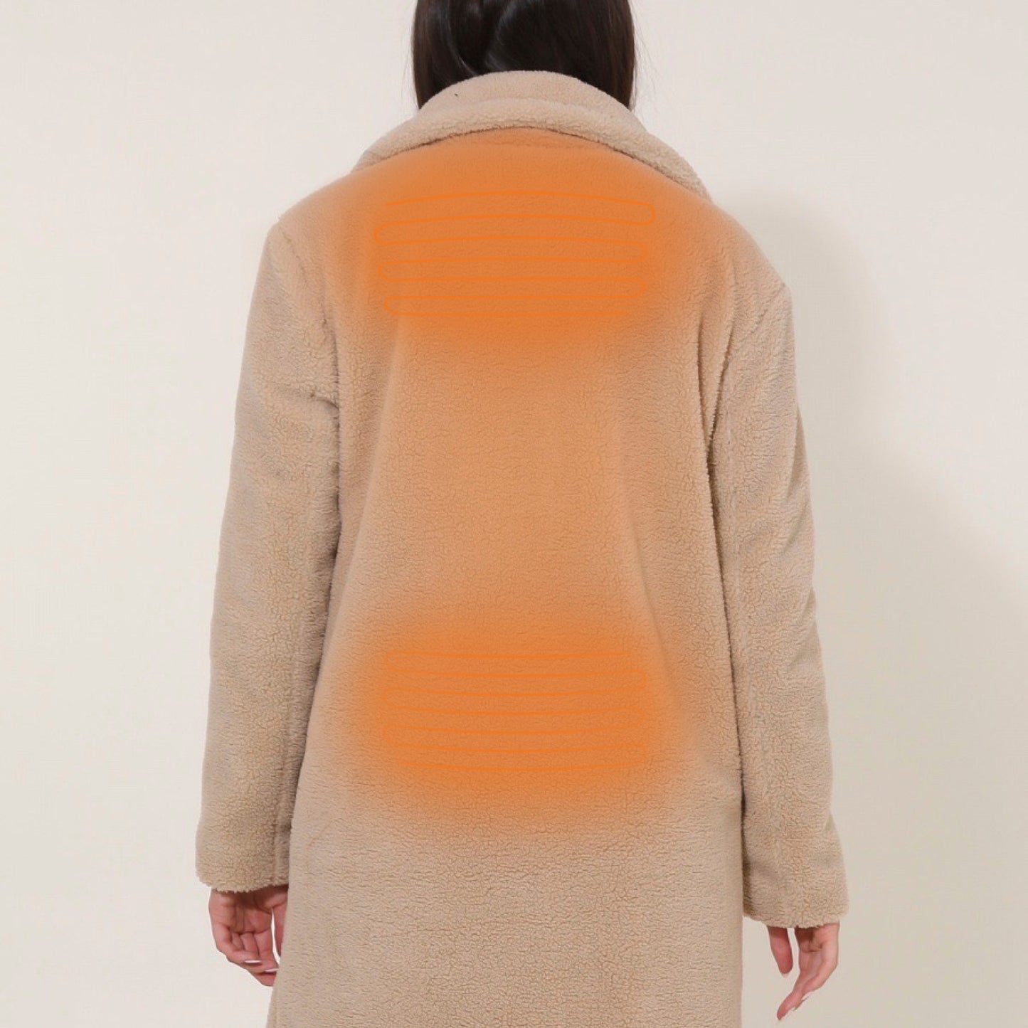 Heated long teddy jacket - Marisol Taupe