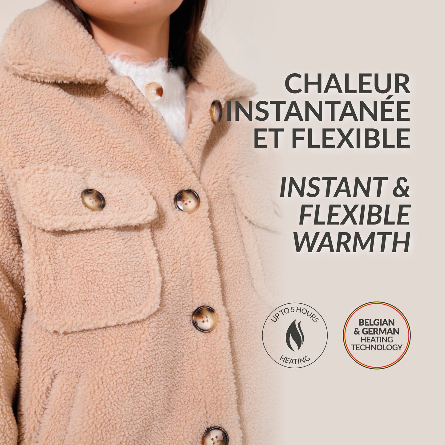 Heated teddy jacket - Odette Taupe