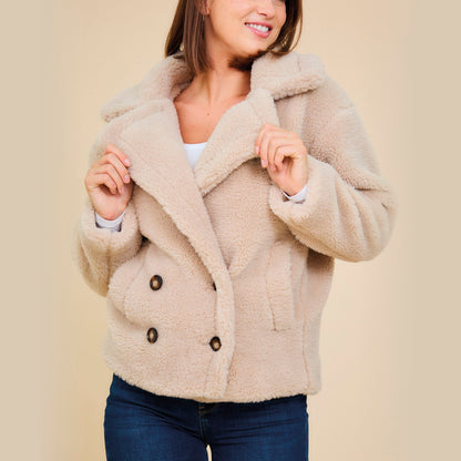 Heated teddy jacket - Cleo Taupe