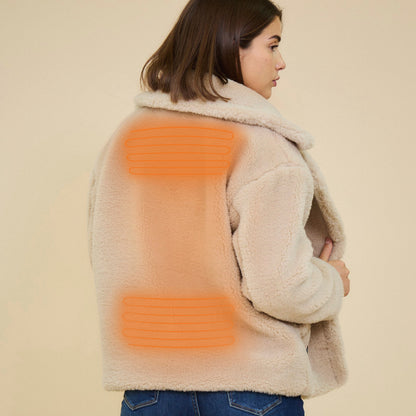 Heated teddy jacket - Cleo Taupe