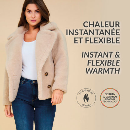 Heated teddy jacket - Cleo Taupe