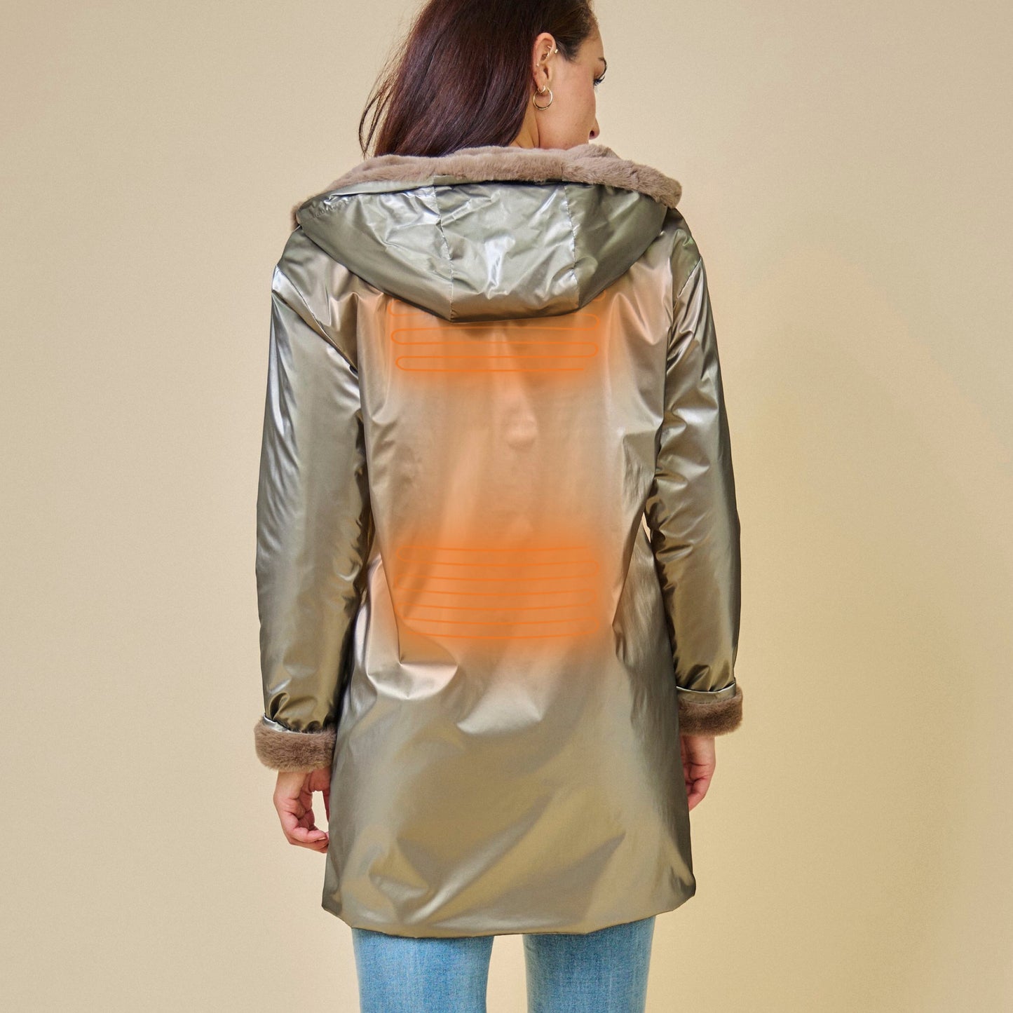 Heated reversible long jacket - Lyra Gold