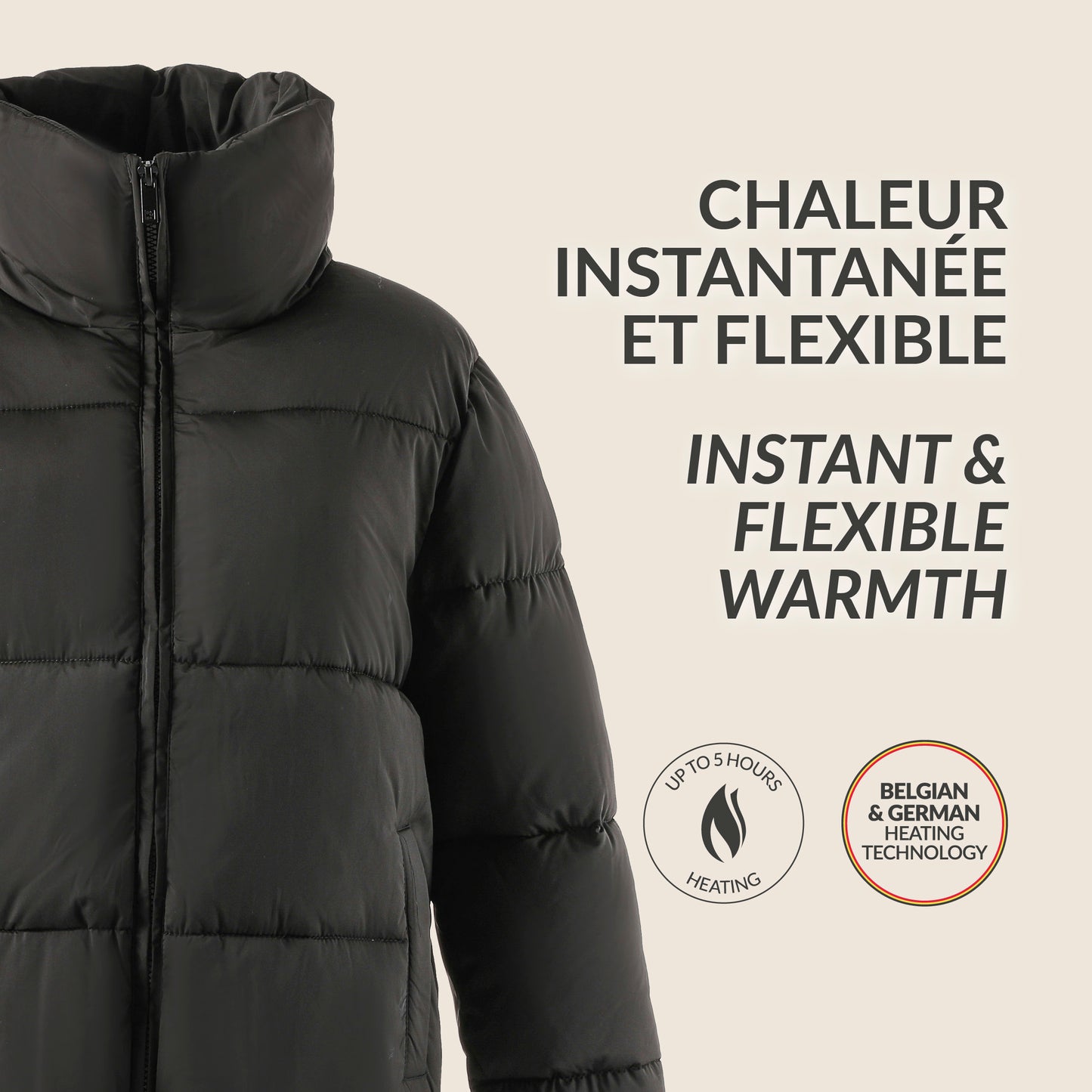 Heated padded jacket - Dahlia Black