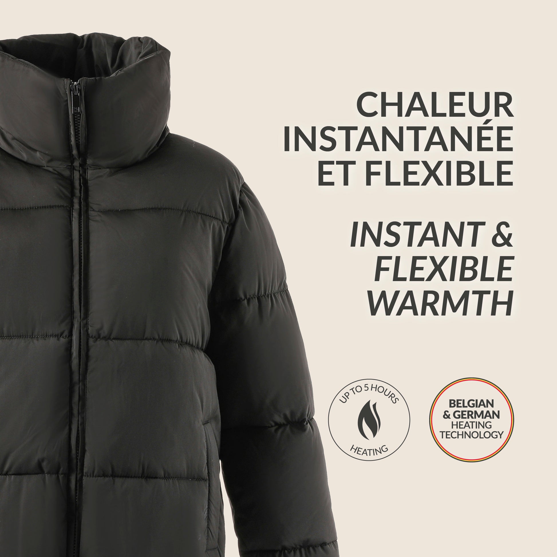 Heated padded jacket - Dahlia Black