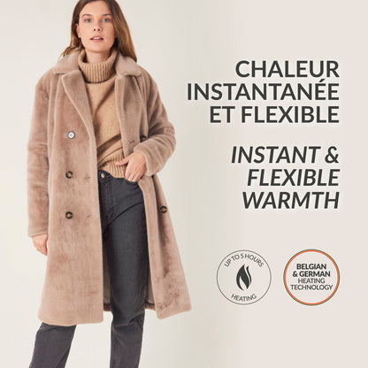 Heated fake fur long jacket - Helena Taupe