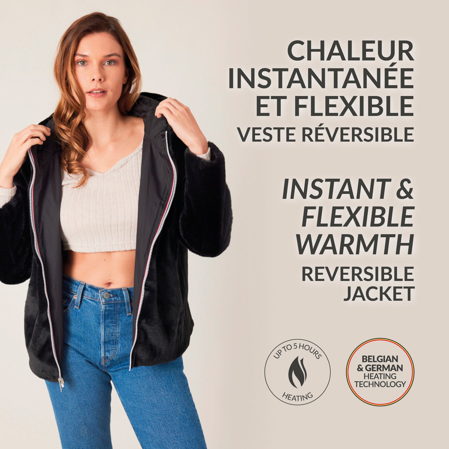 Heated reversible jacket - Margaux Black