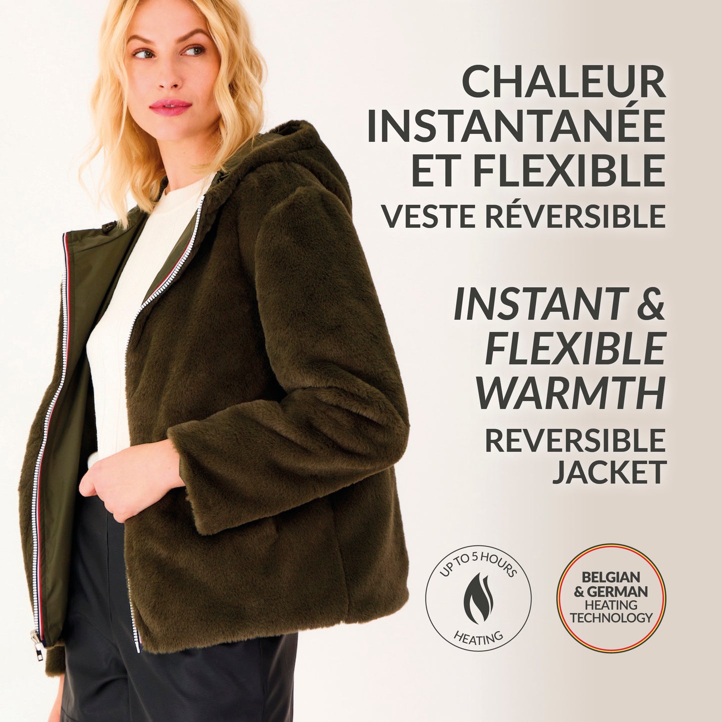 Heated reversible jacket - Margaux Khaki