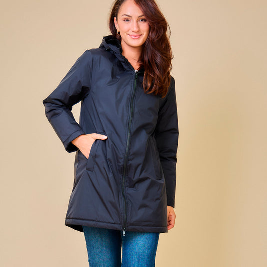 Heated long waterproof jacket - Chloé Black