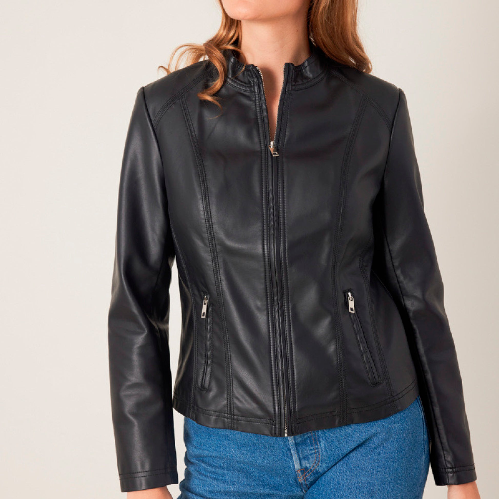 Heated jacket leather look - Jules Black