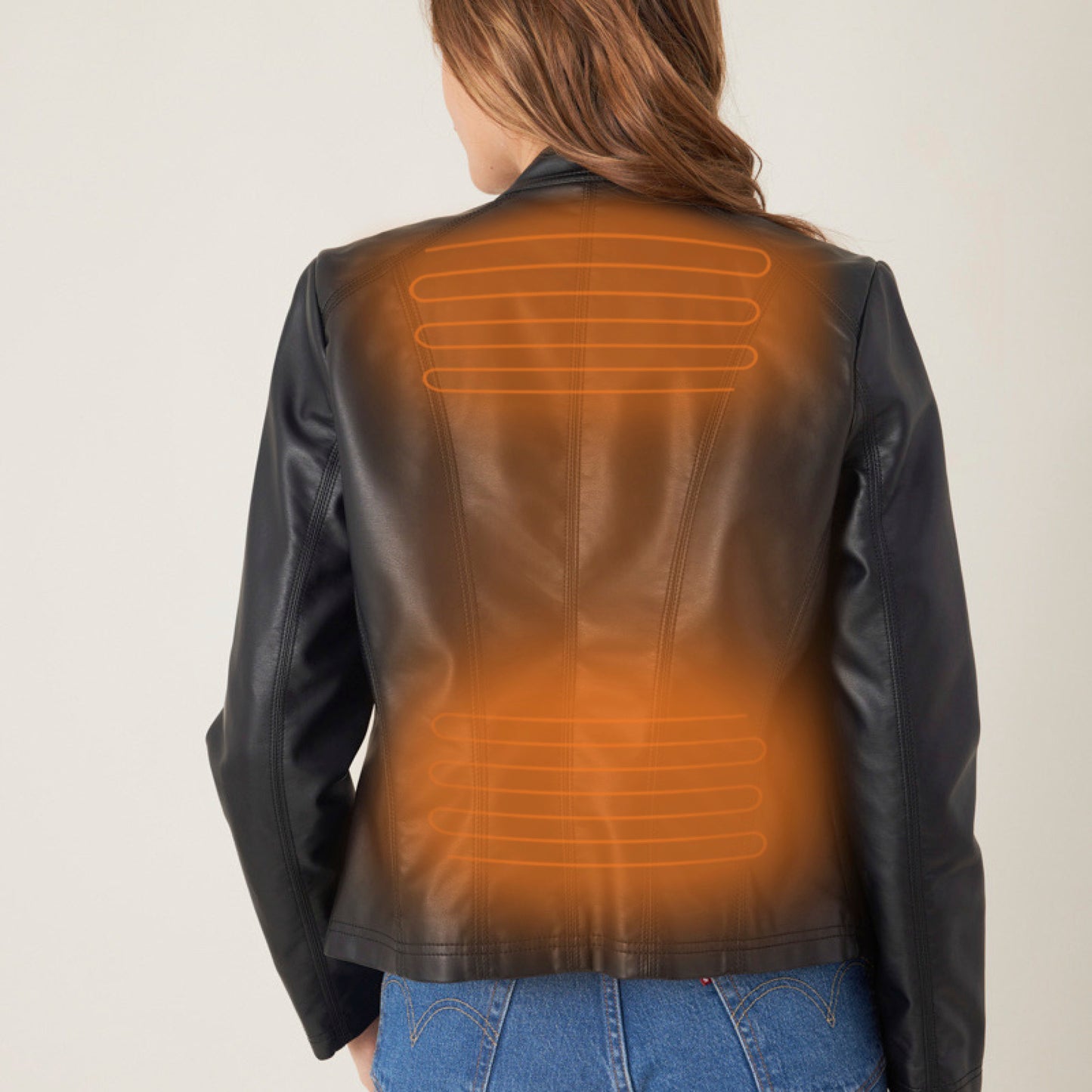Heated jacket leather look - Jules Black