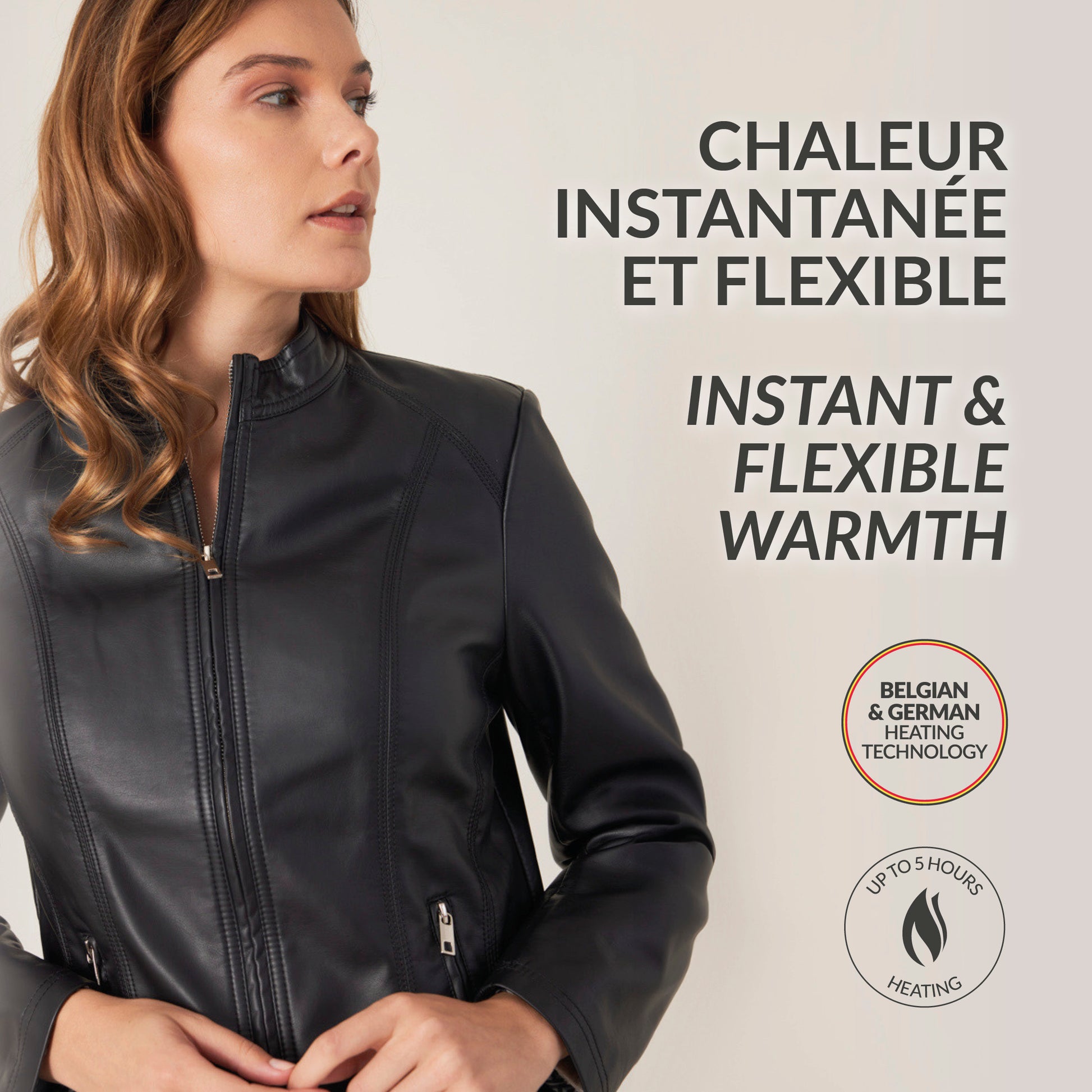 Heated jacket leather look - Jules Black