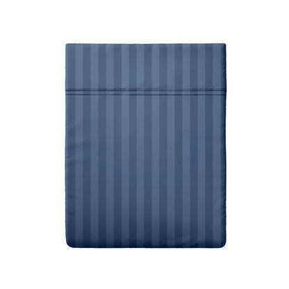 Drap plat satin de coton - Jacquard stripe Bleu