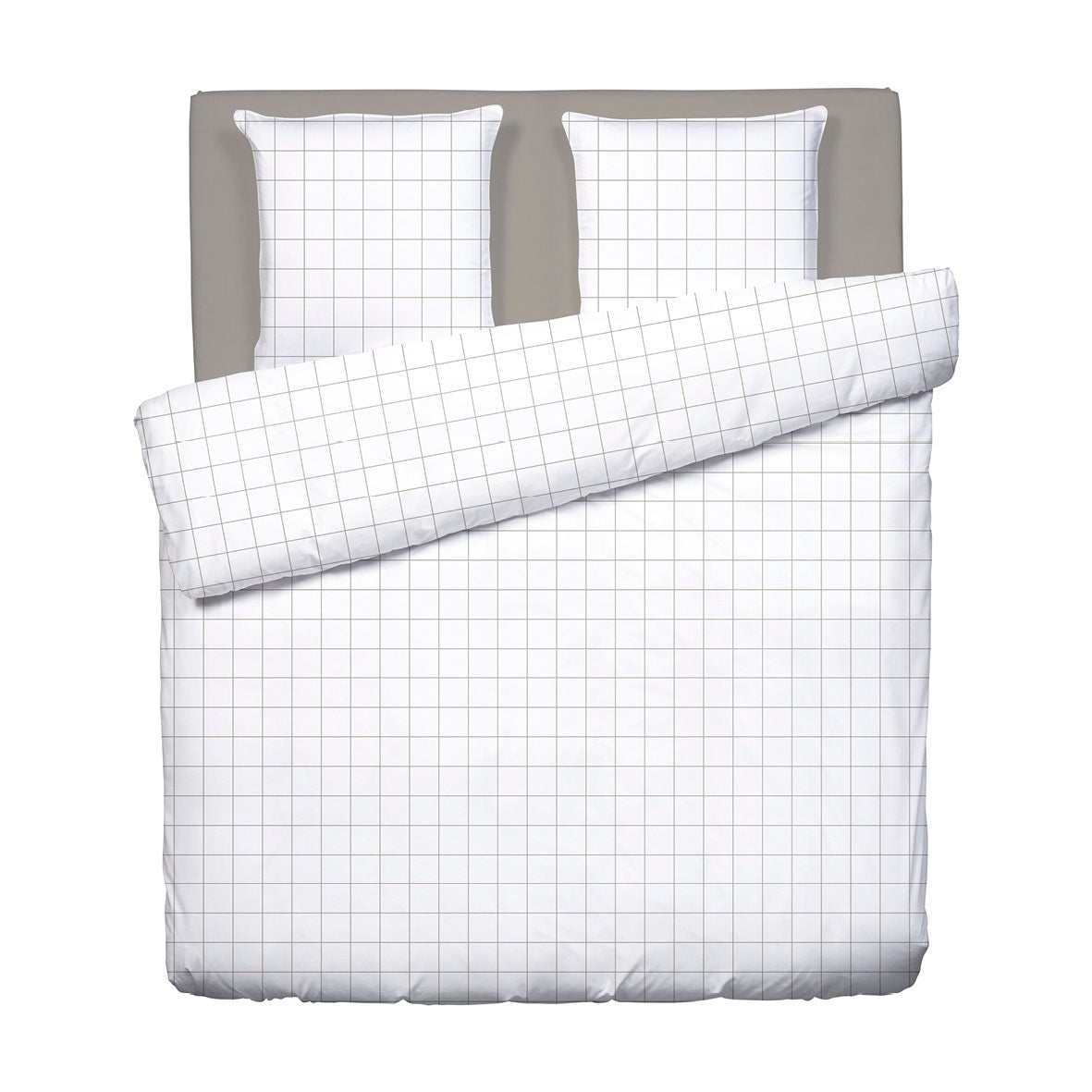 Duvet cover + pillowcase(s) cotton satin - Noa White / Taupe