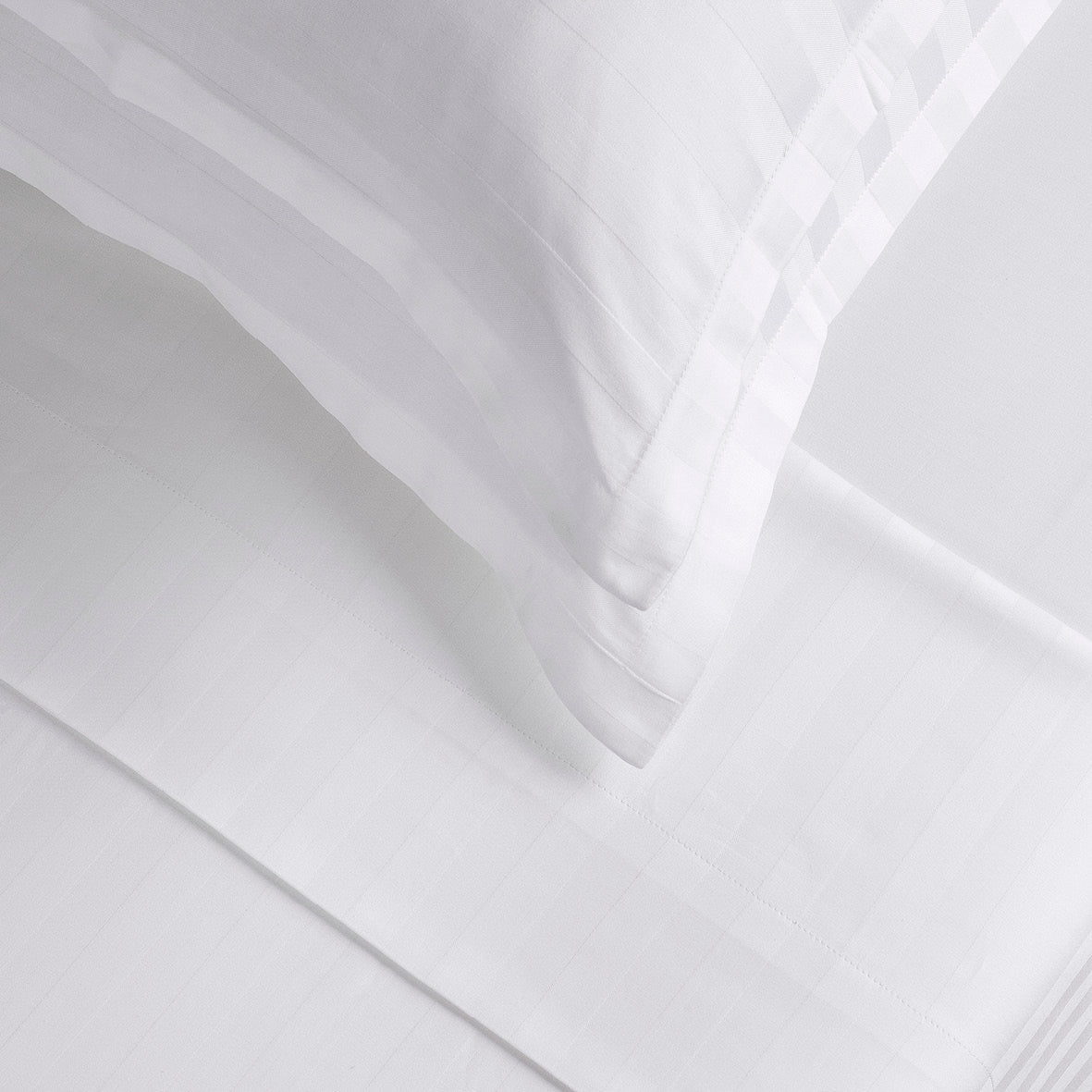 Sheet set cotton satin - dobby stripe woven white