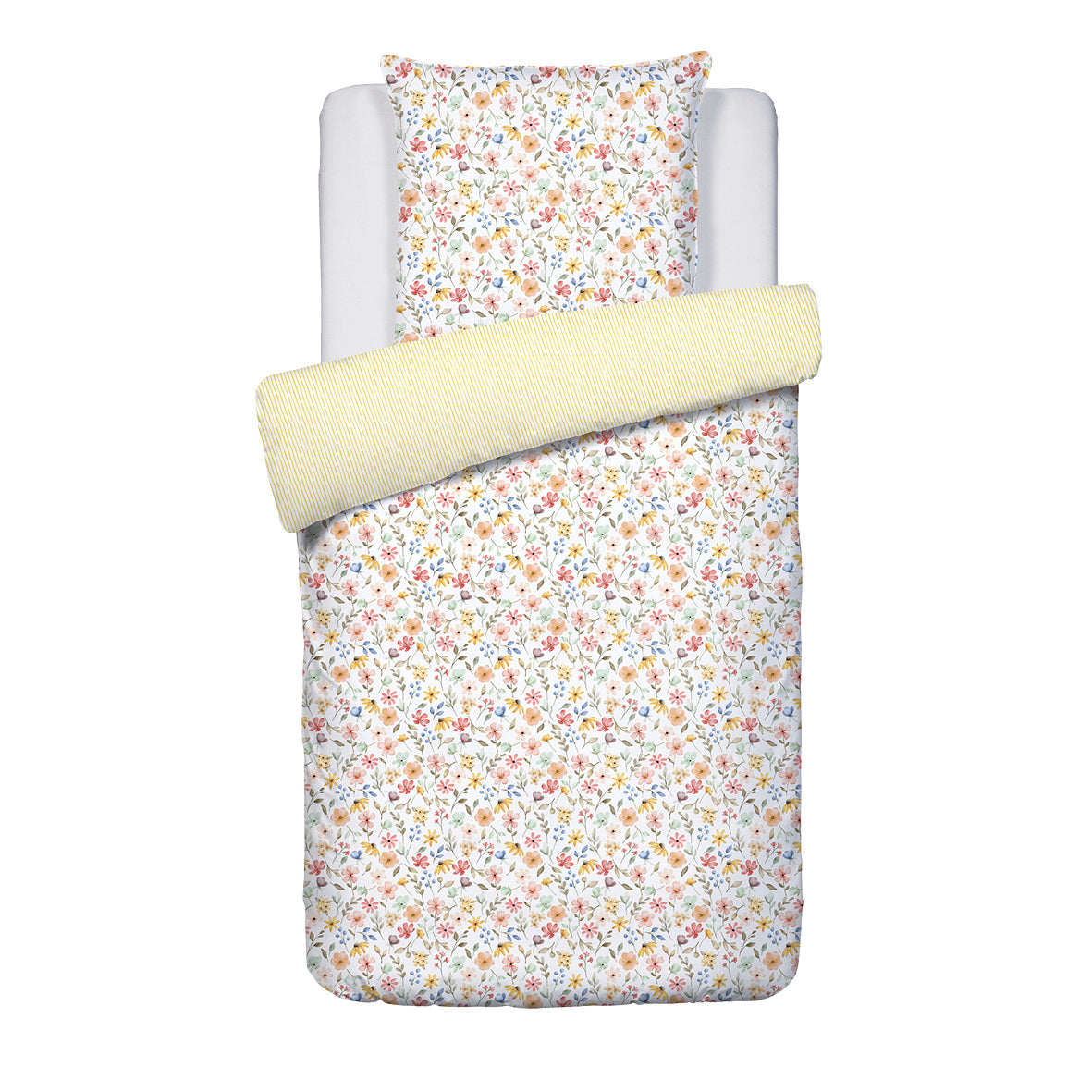 Duvet cover + pillowcase(s) cotton satin - Fleurs d'été Yellow