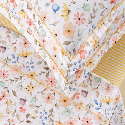 Sheet set cotton satin - Fleurs d'été Yellow